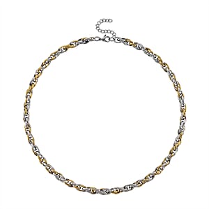 Two-tone Oval Link Chain Necklace in ION Plated YG and Stainless Steel 20-22 Inches