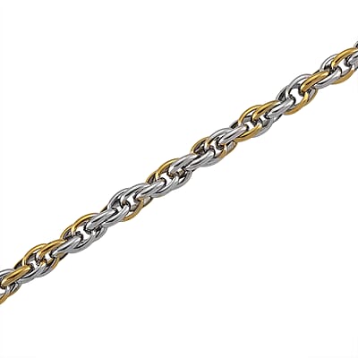 Two-tone Oval Link Chain Necklace in ION Plated YG and Stainless Steel 20-22 Inches