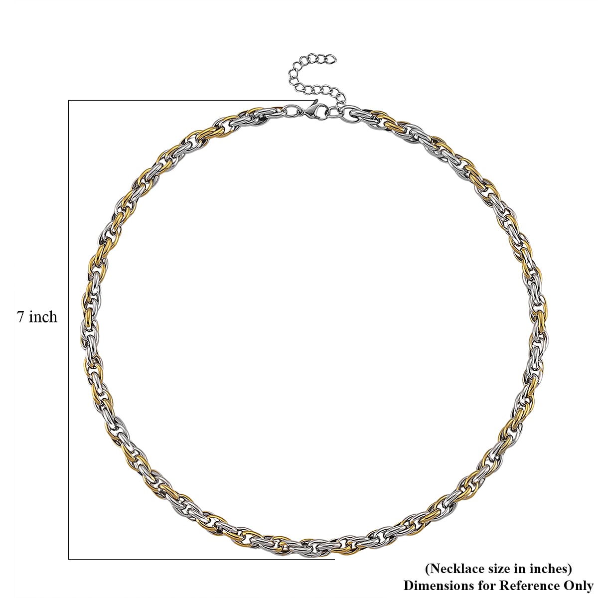 Two-tone Oval Link Chain Necklace in ION Plated YG and Stainless Steel 20-22 Inches image number 6