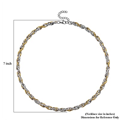 Two-tone Oval Link Chain Necklace in ION Plated YG and Stainless Steel 20-22 Inches