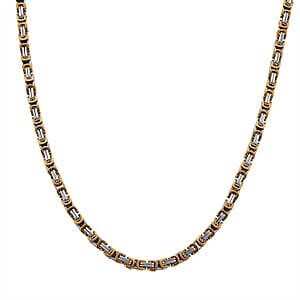 Two-tone Byzantine Chain Necklace in ION Plated YG and Stainless Steel 20-22 Inches