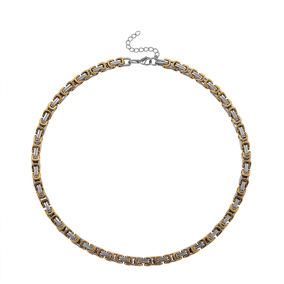 Two-tone Byzantine Chain Necklace in ION Plated YG and Stainless Steel 20-22 Inches image number 3