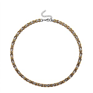 Two-tone Byzantine Chain Necklace in ION Plated YG and Stainless Steel 20-22 Inches