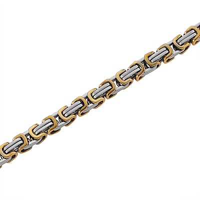 Two-tone Byzantine Chain Necklace in ION Plated YG and Stainless Steel 20-22 Inches