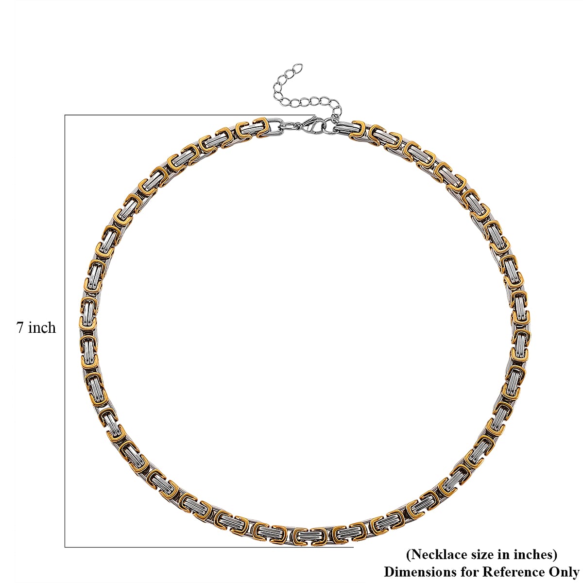 Two-tone Byzantine Chain Necklace in ION Plated YG and Stainless Steel 20-22 Inches image number 6