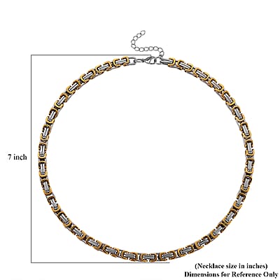 Two-tone Byzantine Chain Necklace in ION Plated YG and Stainless Steel 20-22 Inches