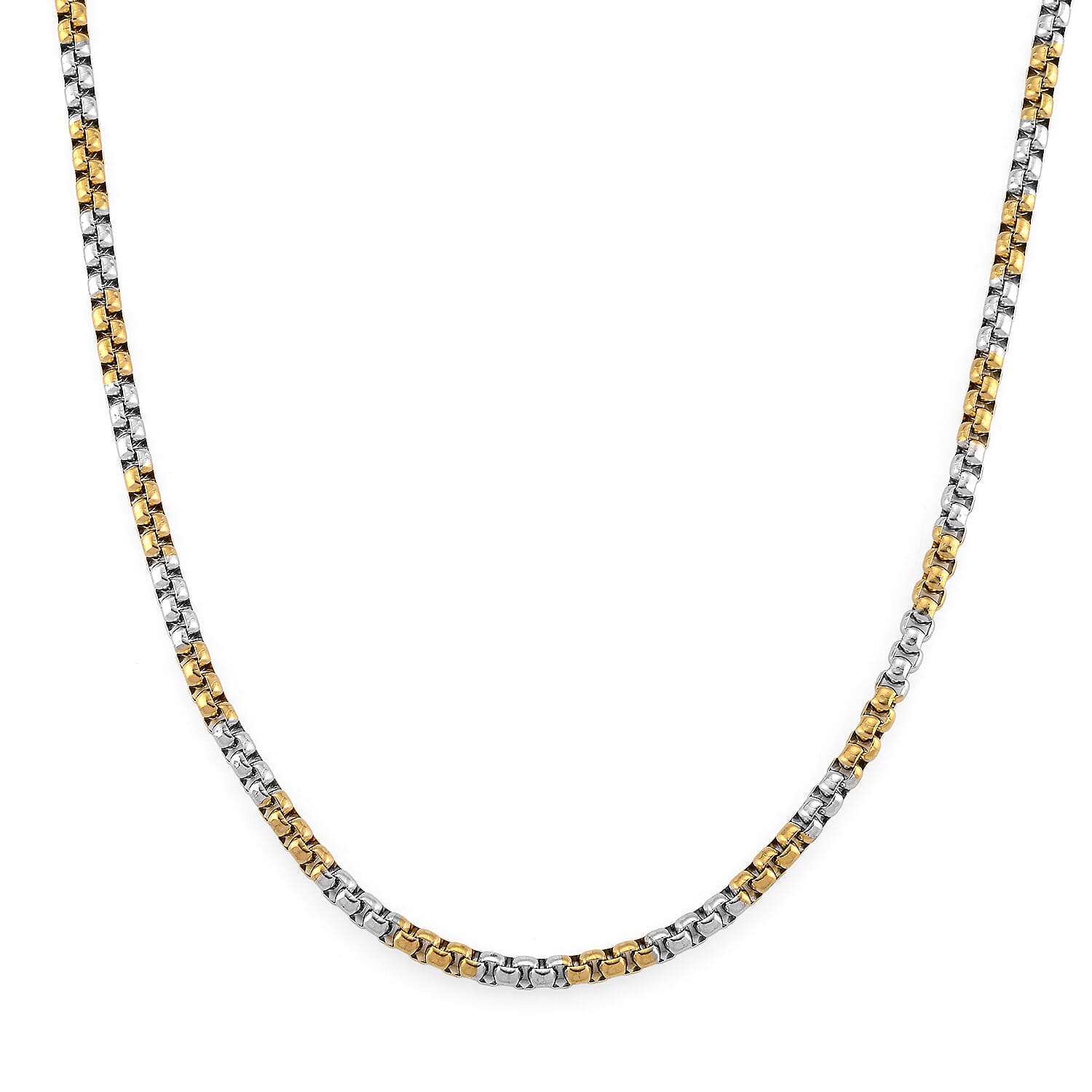 Two-tone Pop Chain Necklace in ION Plated YG and Stainless Steel 20-22 Inches