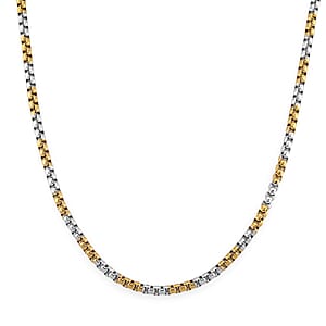 Two-tone Pop Chain Necklace in ION Plated YG and Stainless Steel 20-22 Inches
