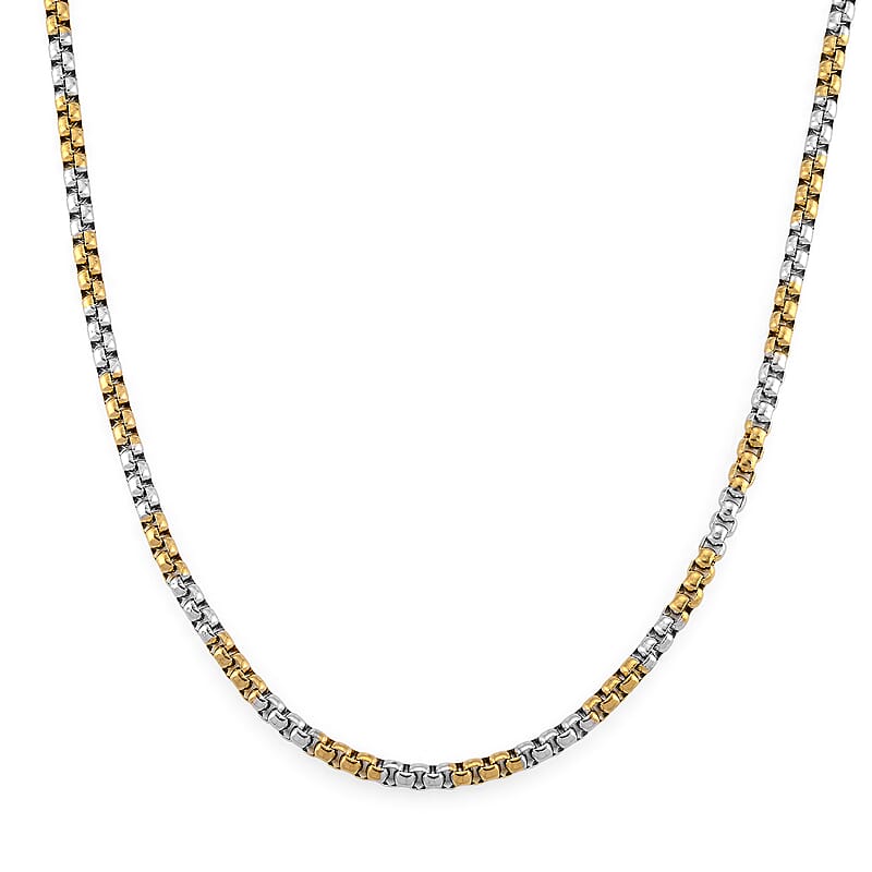 Two-tone Pop Chain Necklace in ION Plated YG and Stainless Steel 20-22 Inches