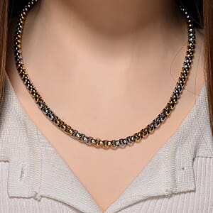 Two-tone Pop Chain Necklace in ION Plated YG and Stainless Steel 20-22 Inches