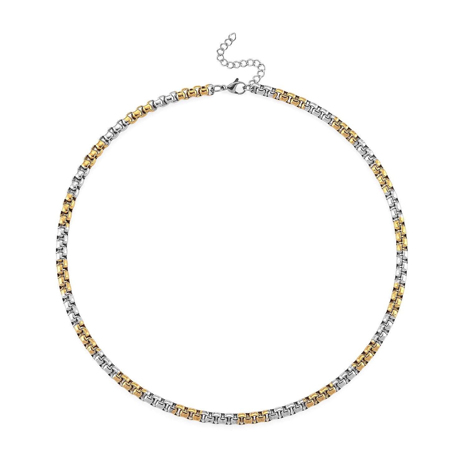 Two-tone Pop Chain Necklace in ION Plated YG and Stainless Steel 20-22 Inches