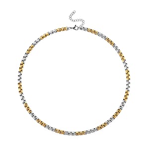 Two-tone Pop Chain Necklace in ION Plated YG and Stainless Steel 20-22 Inches