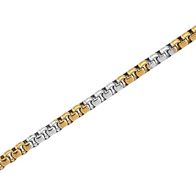 Two-tone Pop Chain Necklace in ION Plated YG and Stainless Steel 20-22 Inches
