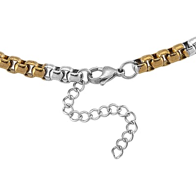 Two-tone Pop Chain Necklace in ION Plated YG and Stainless Steel 20-22 Inches