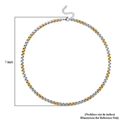 Two-tone Pop Chain Necklace in ION Plated YG and Stainless Steel 20-22 Inches