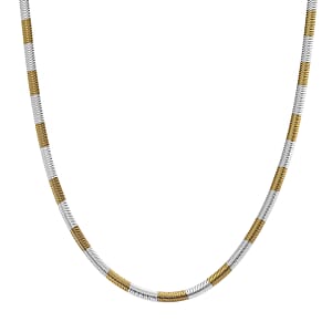 Two-tone Flat Snake Chain Necklace in ION Plated YG and Stainless Steel 20-22 Inches