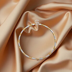 Two-tone Flat Snake Chain Necklace in ION Plated YG and Stainless Steel 20-22 Inches