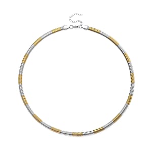 Two-tone Flat Snake Chain Necklace in ION Plated YG and Stainless Steel 20-22 Inches