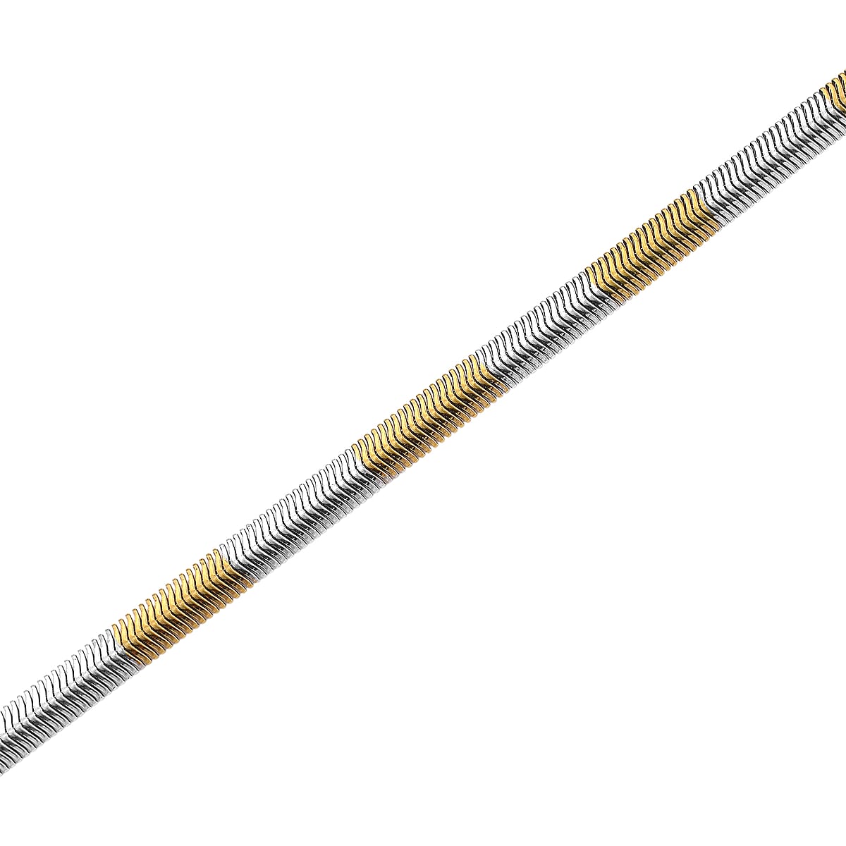 Two-tone Flat Snake Chain Necklace in ION Plated YG and Stainless Steel 20-22 Inches image number 4