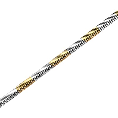 Two-tone Flat Snake Chain Necklace in ION Plated YG and Stainless Steel 20-22 Inches