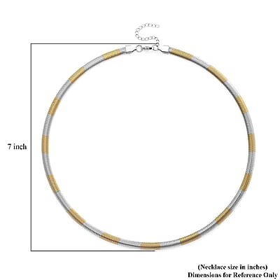 Two-tone Flat Snake Chain Necklace in ION Plated YG and Stainless Steel 20-22 Inches