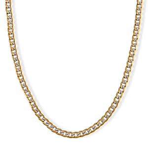 Cuban Link Chain Necklace in ION Plated YG and Stainless Steel 20-22 Inches