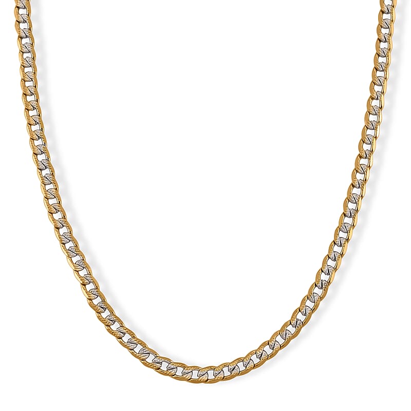 Cuban Link Chain Necklace in ION Plated YG and Stainless Steel 20-22 Inches