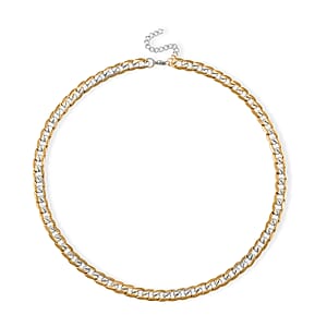 Cuban Link Chain Necklace in ION Plated YG and Stainless Steel 20-22 Inches