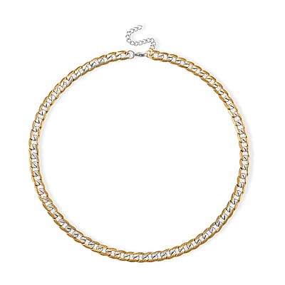 Cuban Link Chain Necklace in ION Plated YG and Stainless Steel 20-22 Inches