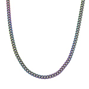 Curb Chain Necklace in ION Plated Mystic Stainless Steel 20-22 Inches