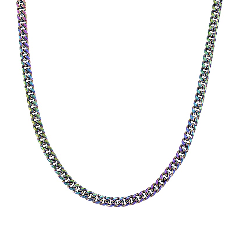 Curb Chain Necklace in ION Plated Mystic Stainless Steel 20-22 Inches