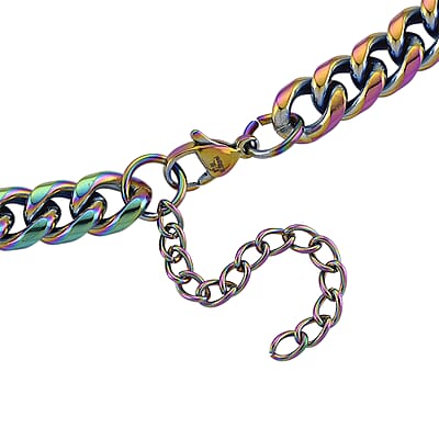 Curb Chain Necklace in ION Plated Mystic Stainless Steel 20-22 Inches