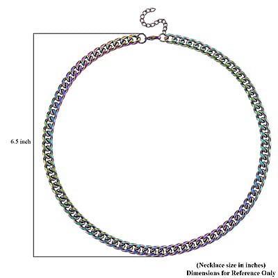 Curb Chain Necklace in ION Plated Mystic Stainless Steel 20-22 Inches