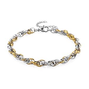 Link Chain Bracelet in ION Plated YG and Stainless Steel (8.00 In)