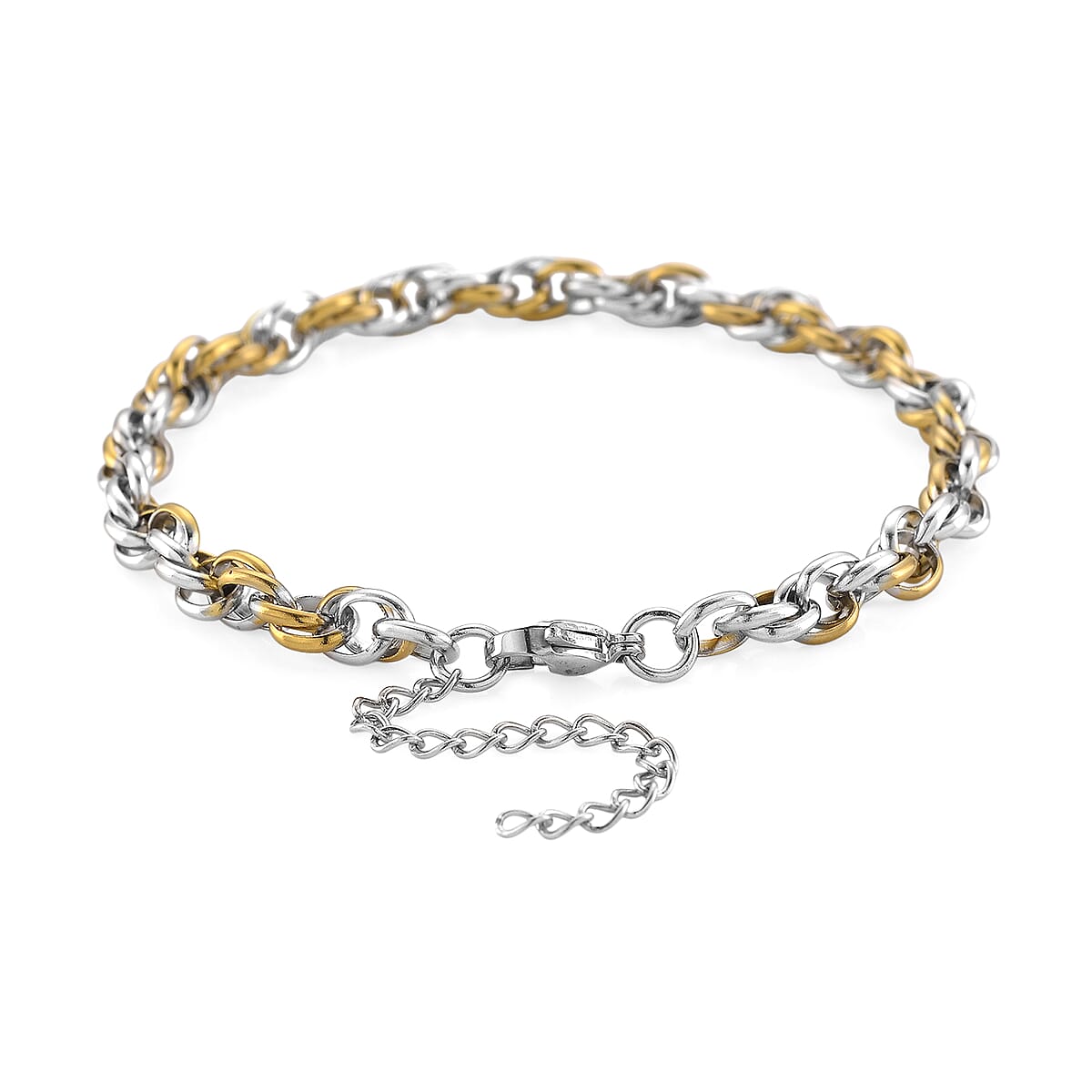 Link Chain Bracelet in ION Plated YG and Stainless Steel (8.00 In) image number 3