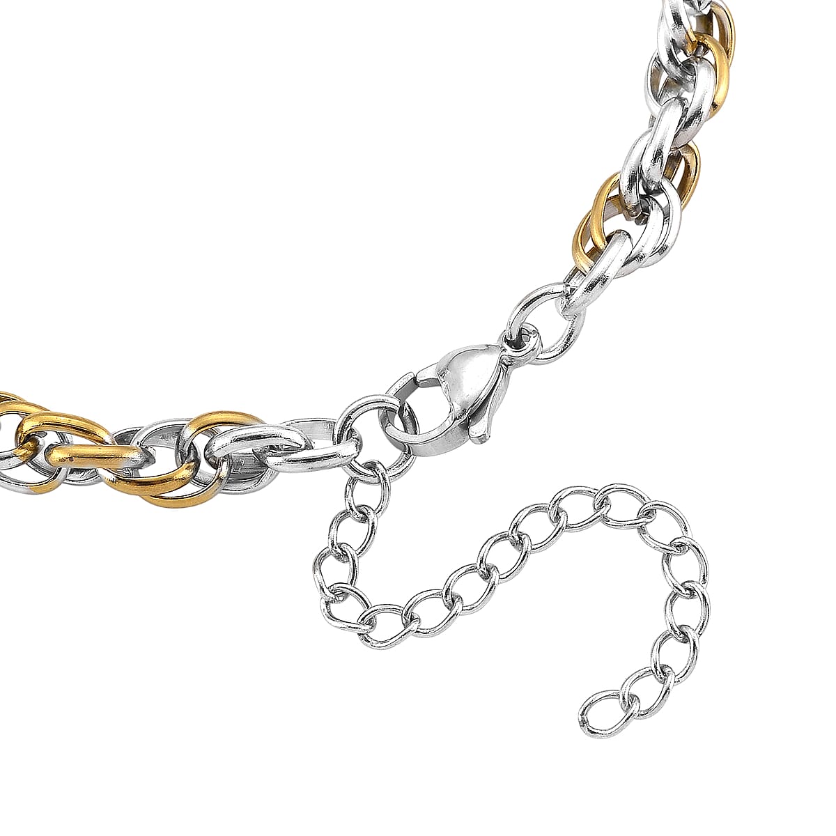 Link Chain Bracelet in ION Plated YG and Stainless Steel (8.00 In) image number 4