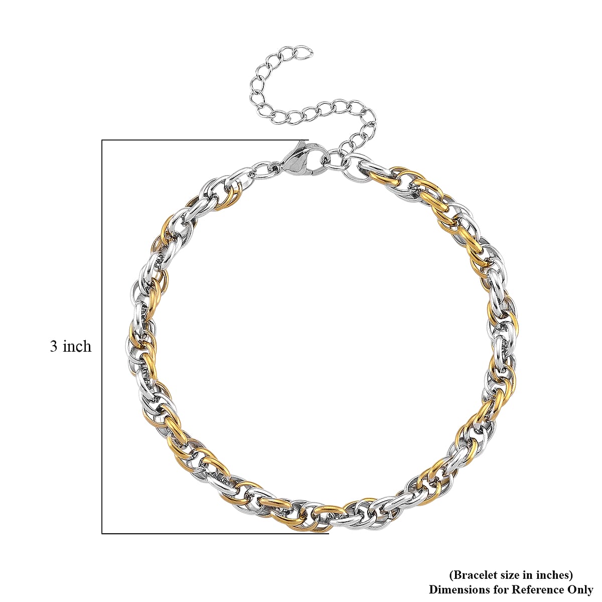 Link Chain Bracelet in ION Plated YG and Stainless Steel (8.00 In) image number 5