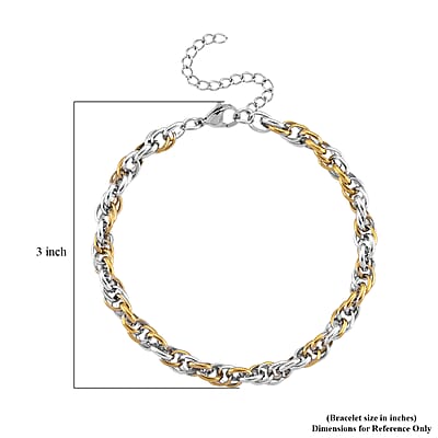 Link Chain Bracelet in ION Plated YG and Stainless Steel (8.00 In)