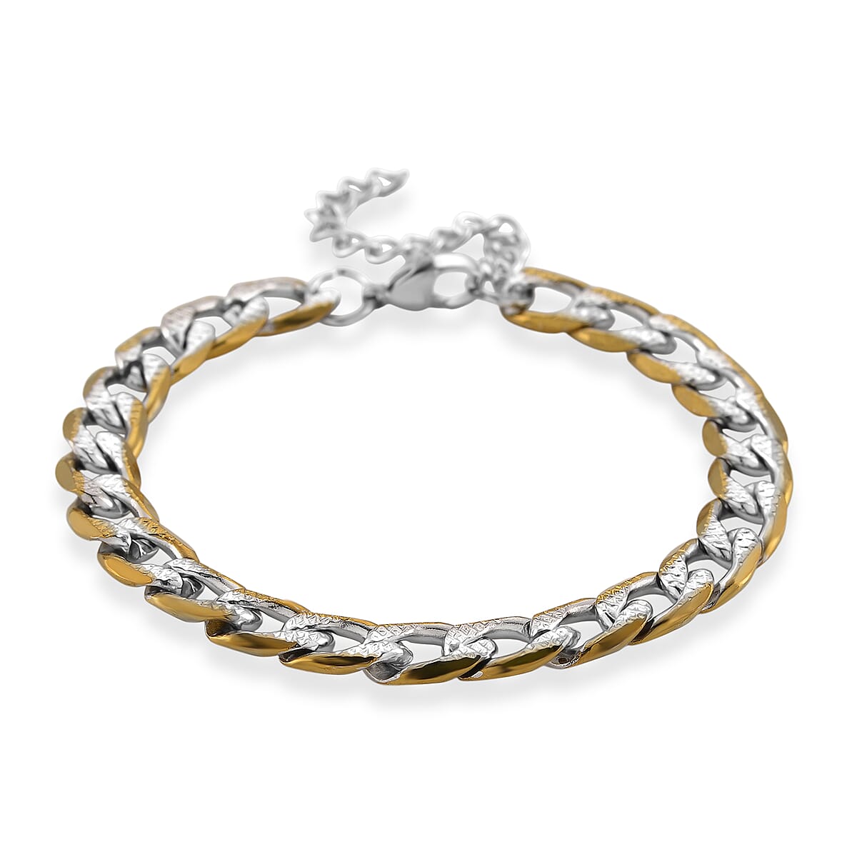 Cuban Link Bracelet in ION Plated YG and Stainless Steel (7-9In) image number 0