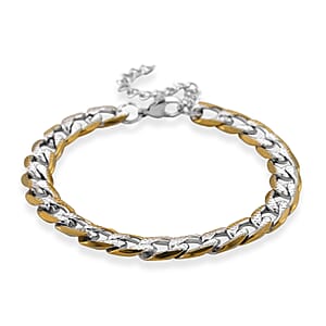 Cuban Link Bracelet in ION Plated YG and Stainless Steel (7-9In)