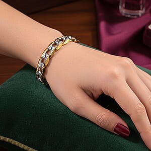 Cuban Link Bracelet in ION Plated YG and Stainless Steel (7-9In)