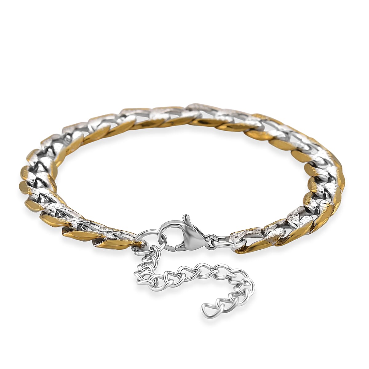 Cuban Link Bracelet in ION Plated YG and Stainless Steel (7-9In) image number 3