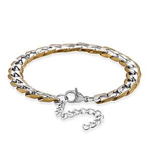 Cuban Link Bracelet in ION Plated YG and Stainless Steel (7-9In)