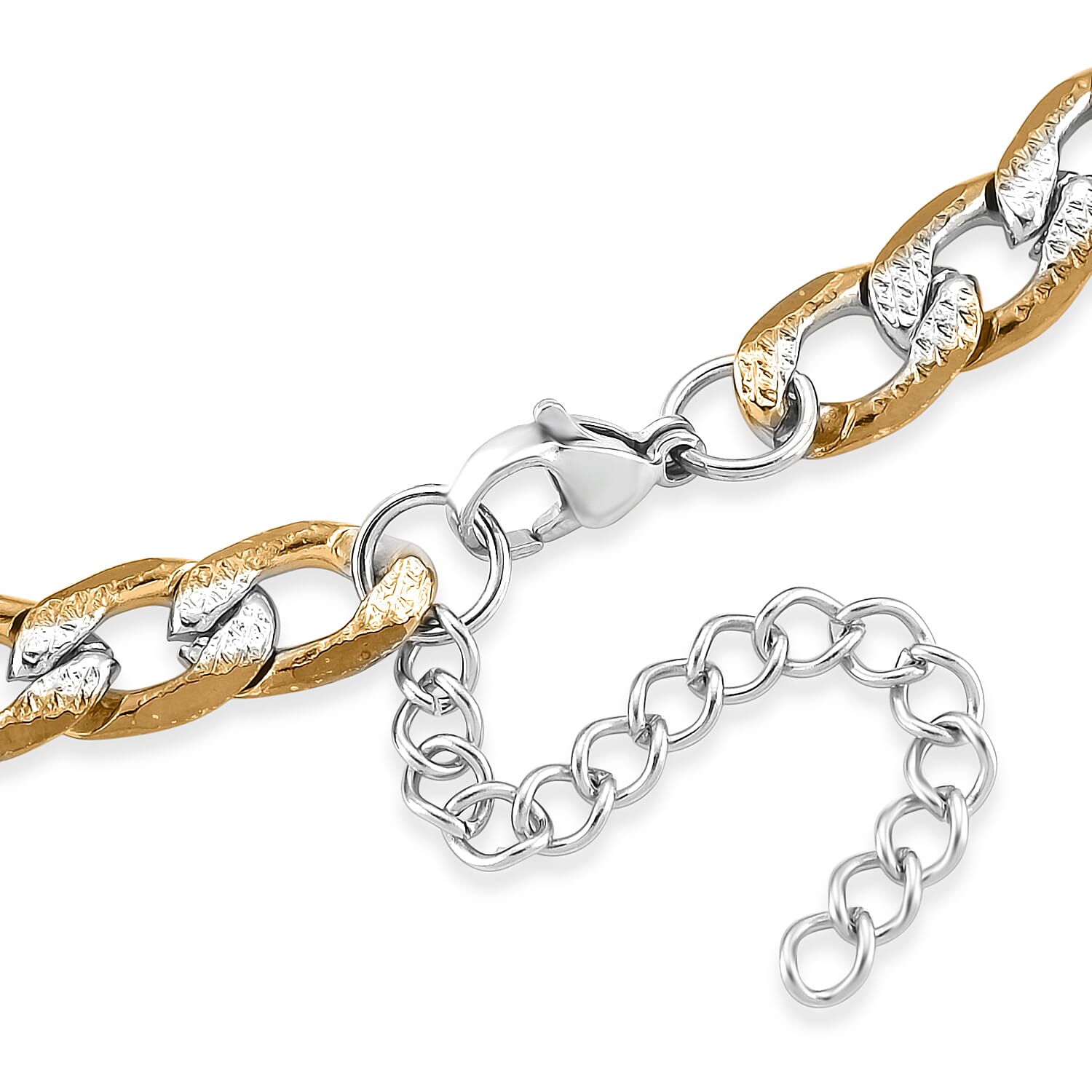 Cuban Link Bracelet in ION Plated YG and Stainless Steel (7-9In)