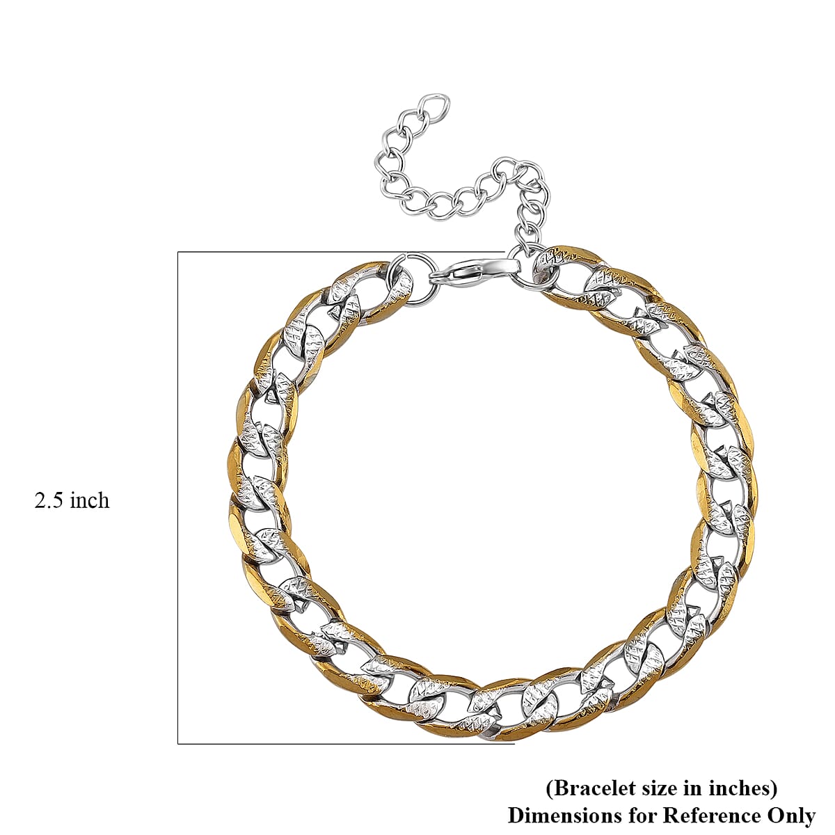 Cuban Link Bracelet in ION Plated YG and Stainless Steel (7-9In) image number 5
