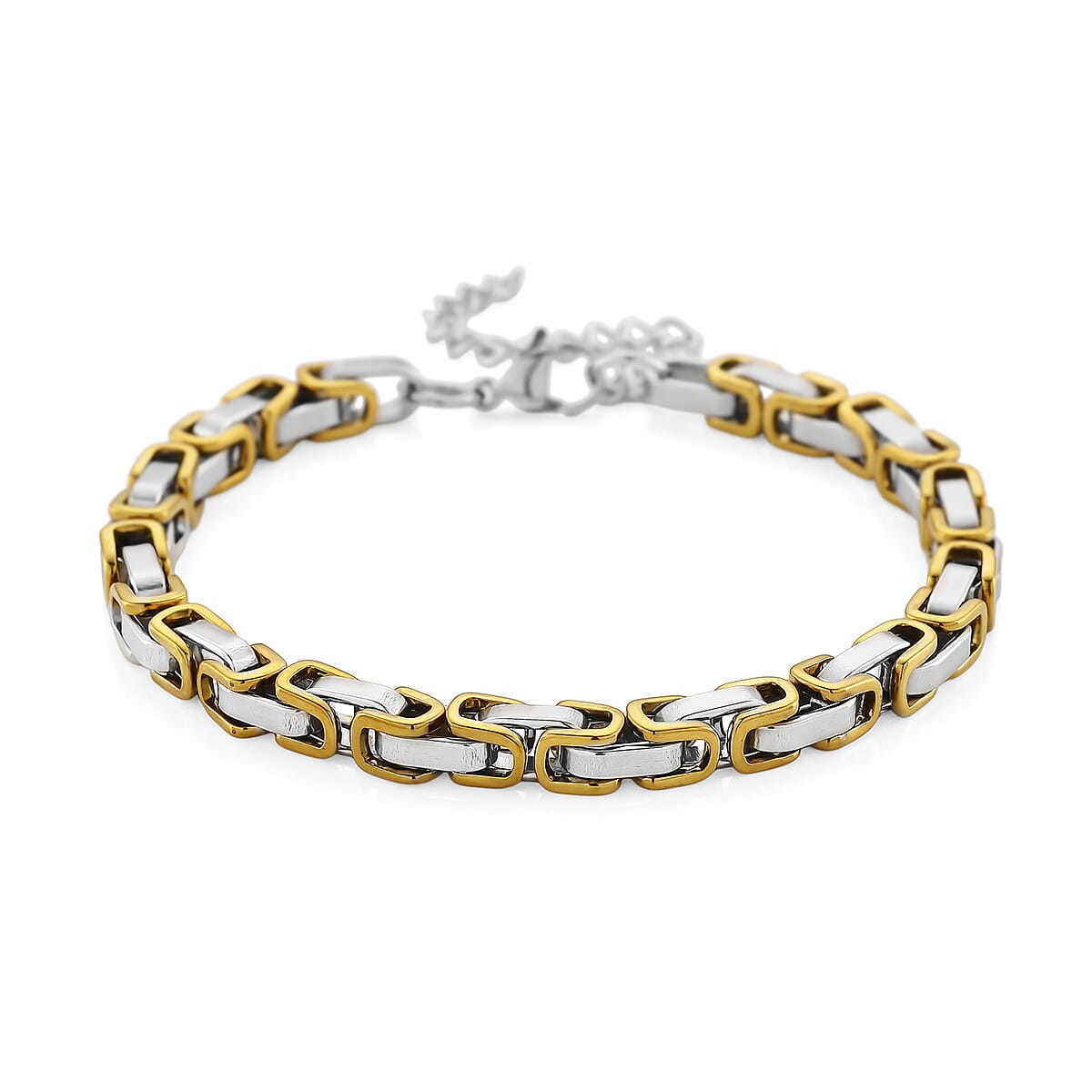 Byzantine Chain Bracelet in ION Plated YG and Stainless Steel (7.5-9.5In) image number 0