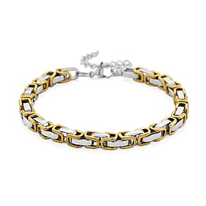 Byzantine Chain Bracelet in ION Plated YG and Stainless Steel (7.5-9.5In)