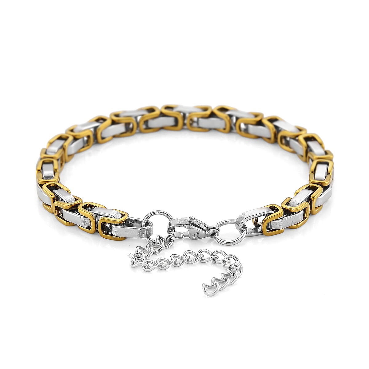 Byzantine Chain Bracelet in ION Plated YG and Stainless Steel (7.5-9.5In) image number 3