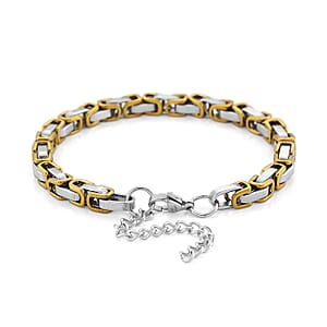 Byzantine Chain Bracelet in ION Plated YG and Stainless Steel (7.5-9.5In)