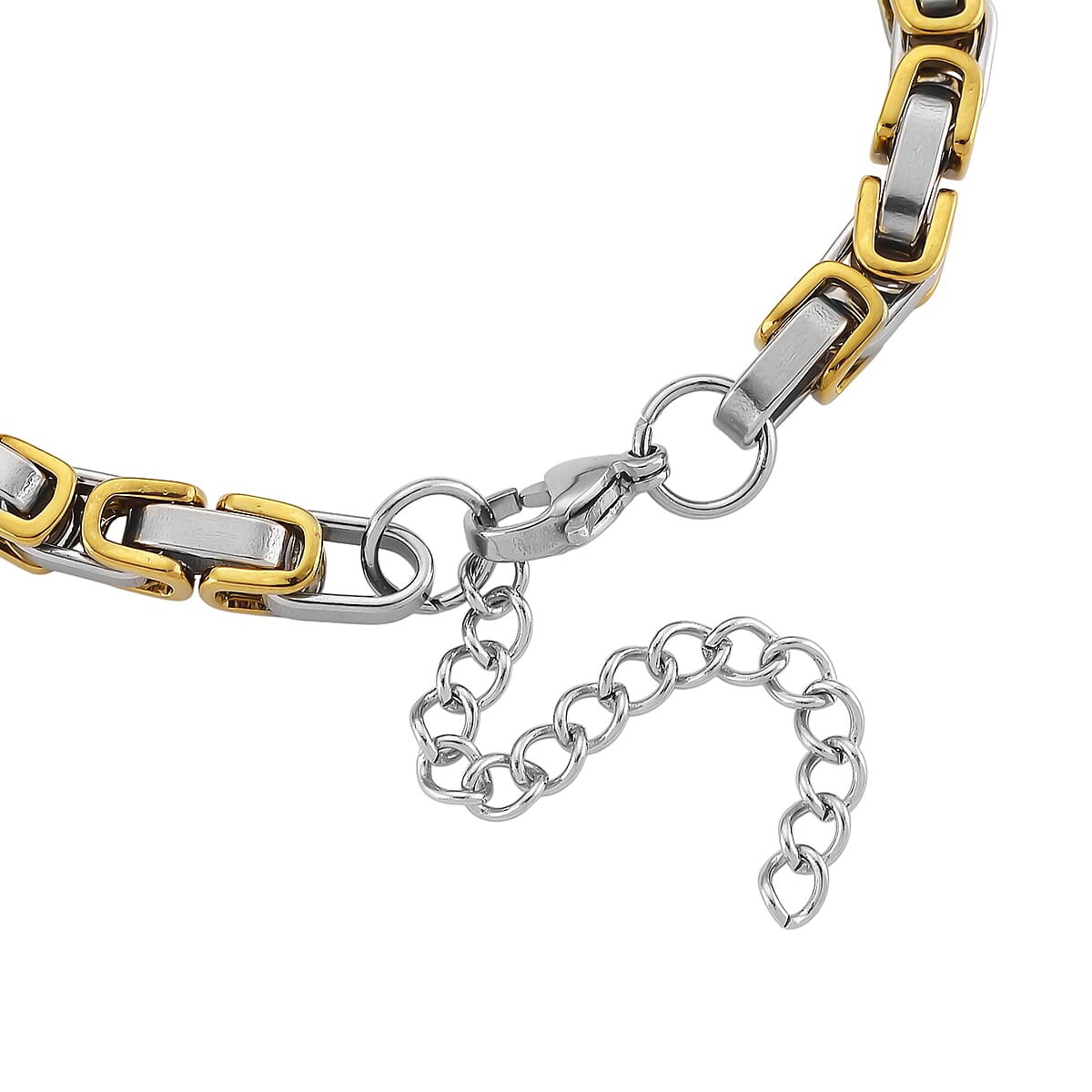 Byzantine Chain Bracelet in ION Plated YG and Stainless Steel (7.5-9.5In) image number 4